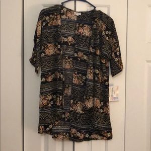 LulaRoe Bianca Size 3 Black with Pink Roses